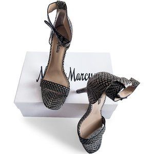 Neiman Marcus Yani Snake-Print Ankle Strap Sandal